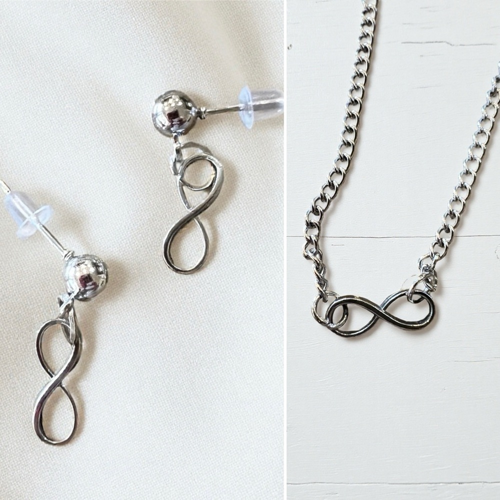 Vintage Dainty and Delicate Infinity Symbol Necklace and Earring Set